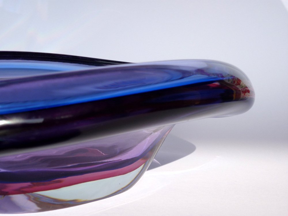 Purple, Blue and Pink Summerso Murano Glass Vase by Flavio Poli for Seguso, 1950s