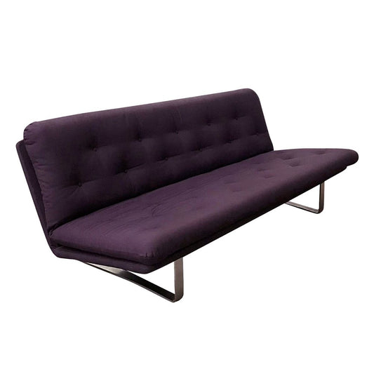 Purple & Chrome 3-Seater Sofa by Kho Liang Ie & Wim Crouwel for Artifort, 1968