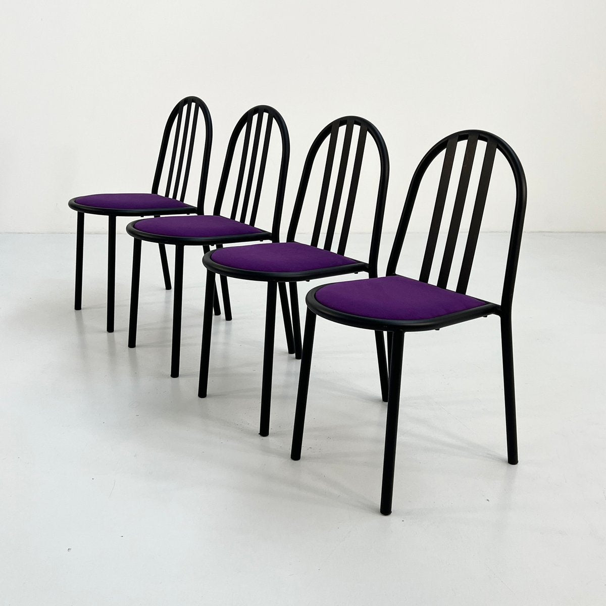 Purple Fabric No.222 Chairs by Robert Mallet-Stevens for Pallucco Italia, 1980, Set of 4