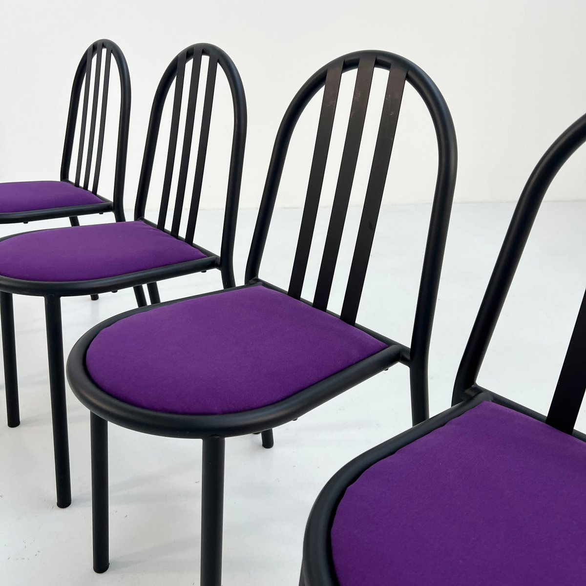 Purple Fabric No.222 Chairs by Robert Mallet-Stevens for Pallucco Italia, 1980, Set of 4