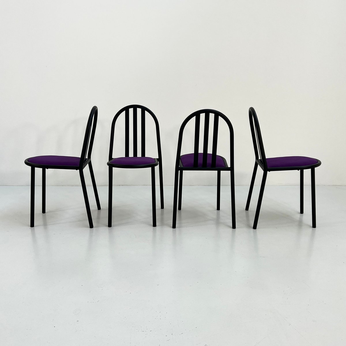 Purple Fabric No.222 Chairs by Robert Mallet-Stevens for Pallucco Italia, 1980, Set of 4