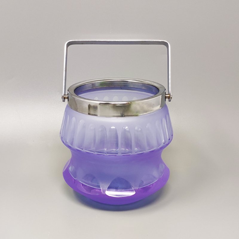 Purple Ice Bucket in Hand Carved in Murano Glass, Italy, 1960s