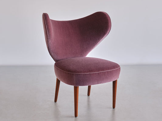 Purple Mohair Heart Chair from Brøndbyøster Furniture, Denmark, 1953