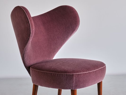 Purple Mohair Heart Chair from Brøndbyøster Furniture, Denmark, 1953-FMT-1389465