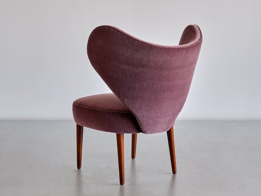 Purple Mohair Heart Chair from Brøndbyøster Furniture, Denmark, 1953-FMT-1389465