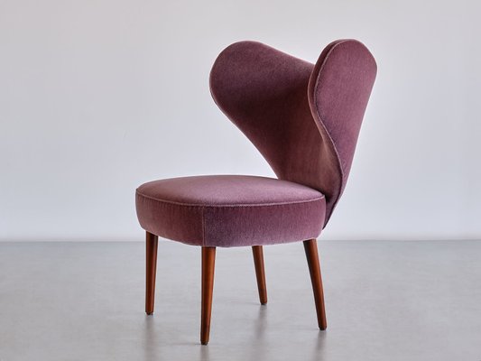 Purple Mohair Heart Chair from Brøndbyøster Furniture, Denmark, 1953-FMT-1389465