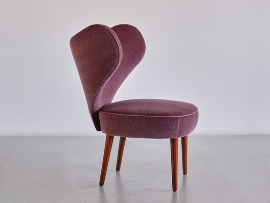 Purple Mohair Heart Chair from Brøndbyøster Furniture, Denmark, 1953-FMT-1389465