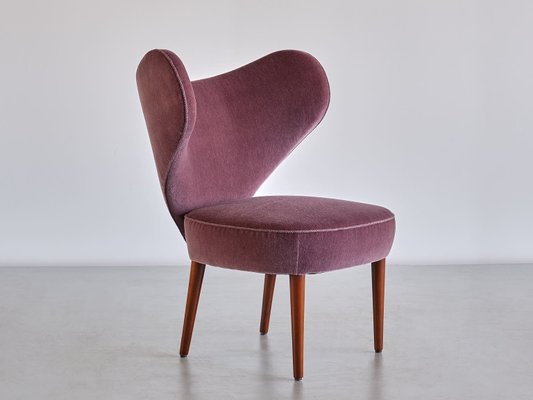 Purple Mohair Heart Chair from Brøndbyøster Furniture, Denmark, 1953-FMT-1389465