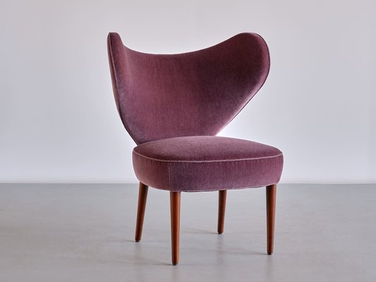 Purple Mohair Heart Chair from Brøndbyøster Furniture, Denmark, 1953-FMT-1389465