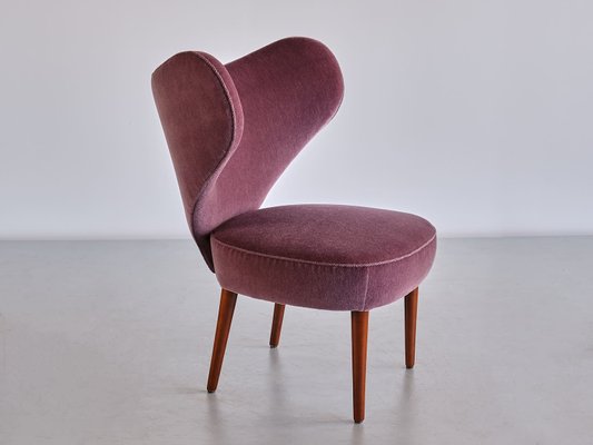 Purple Mohair Heart Chair from Brøndbyøster Furniture, Denmark, 1953-FMT-1389465