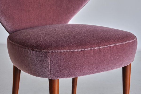 Purple Mohair Heart Chair from Brøndbyøster Furniture, Denmark, 1953-FMT-1389465