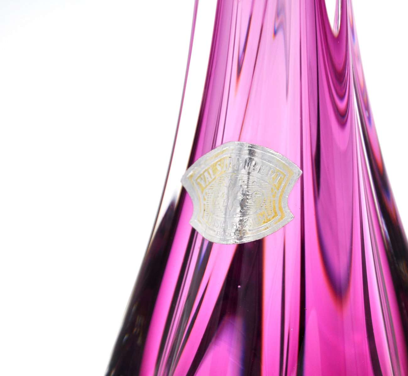 Purple Table Lamp in Clear Crystal from Val Saint Lambert