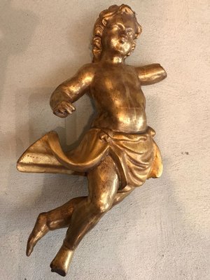 Putti in Gilded Wood, 18th Century, Set of 2-ULU-1725603