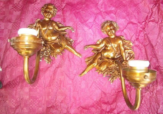 Putti Sconces, 1930s, Set of 2-ZVO-883195