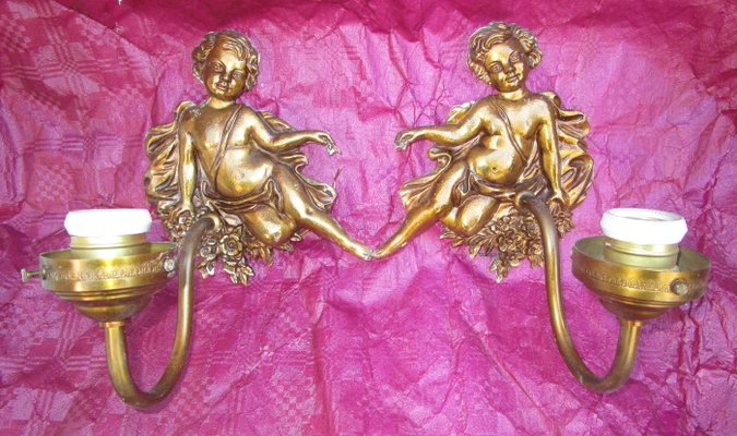 Putti Sconces, 1930s, Set of 2-ZVO-883195