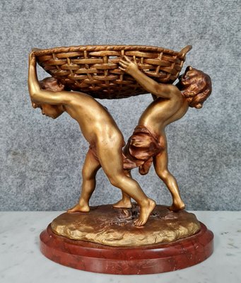 Putti Table Centerpiece with Golden Patina-MWB-1010364