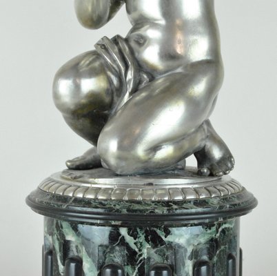 Putto, 19th-Century, Marble and Silver Bronze-SYQ-1146936