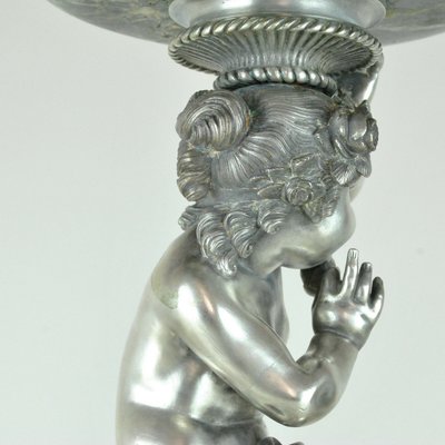 Putto, 19th-Century, Marble and Silver Bronze-SYQ-1146936