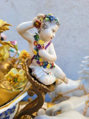 Putto Driving a Chariot of Flowers from Meissen, 19th Century-SYQ-2033197