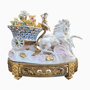 Putto Driving a Chariot of Flowers from Meissen, 19th Century-SYQ-2033197