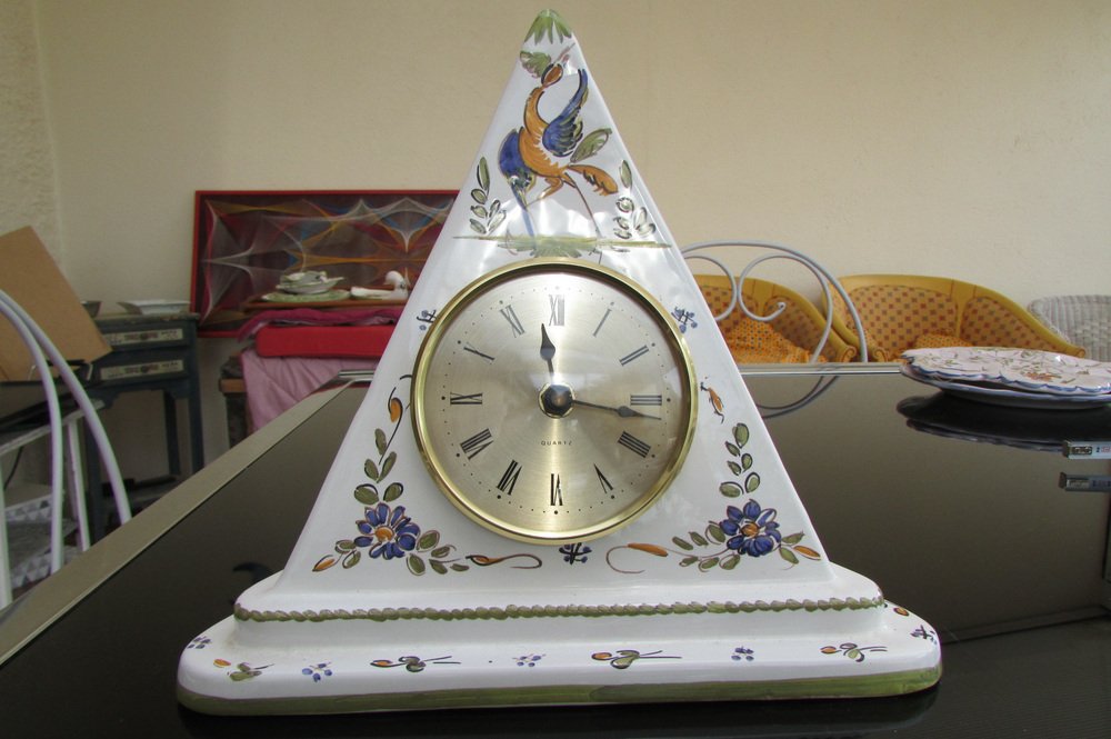 Pyramid clock in Martres Earthenware, 1970s