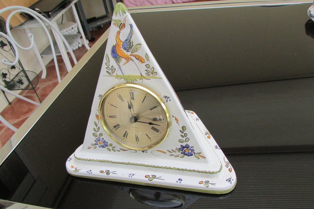 Pyramid clock in Martres Earthenware, 1970s