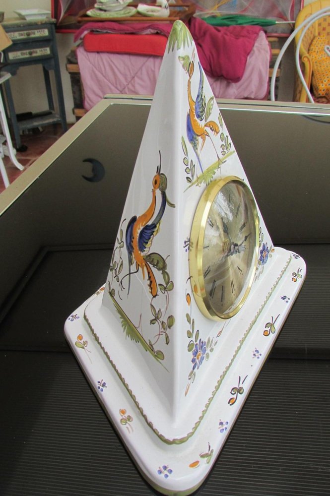 Pyramid clock in Martres Earthenware, 1970s