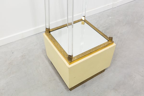 Pyramid Methacrylate and Brass Shelf, 1970s-UJE-663498