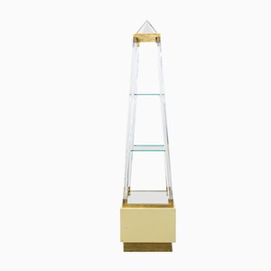 Pyramid Methacrylate and Brass Shelf, 1970s-UJE-663498