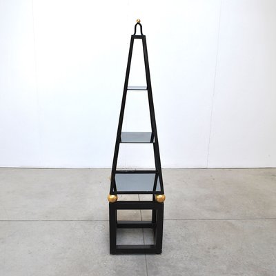 Pyramid-Shaped Lacquered Iron and Glass Shelf, 1960s-JQO-691023