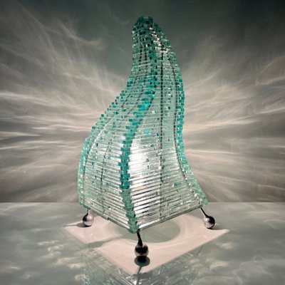 Pyramidal Table Lamp in Vintage Glass-XOM-2026019