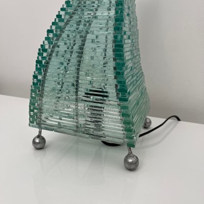 Pyramidal Table Lamp in Vintage Glass-XOM-2026019