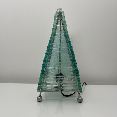 Pyramidal Table Lamp in Vintage Glass-XOM-2026019