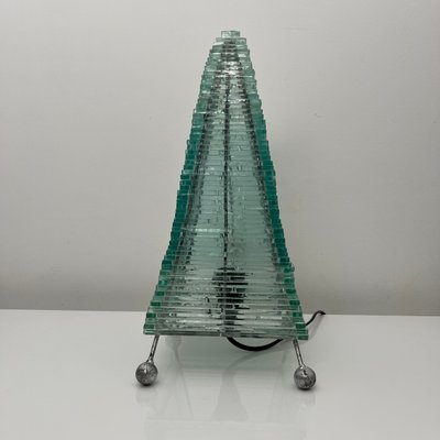 Pyramidal Table Lamp in Vintage Glass-XOM-2026019