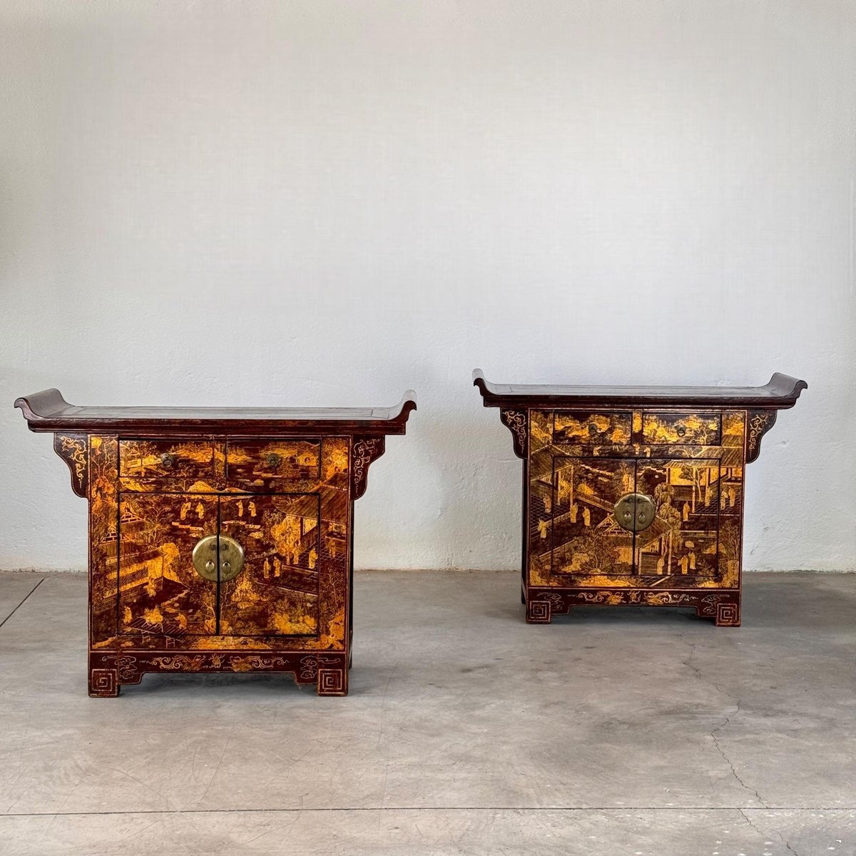 Qing Dynasty Lacquered Wood Sideboards, 1880s, Set of 2