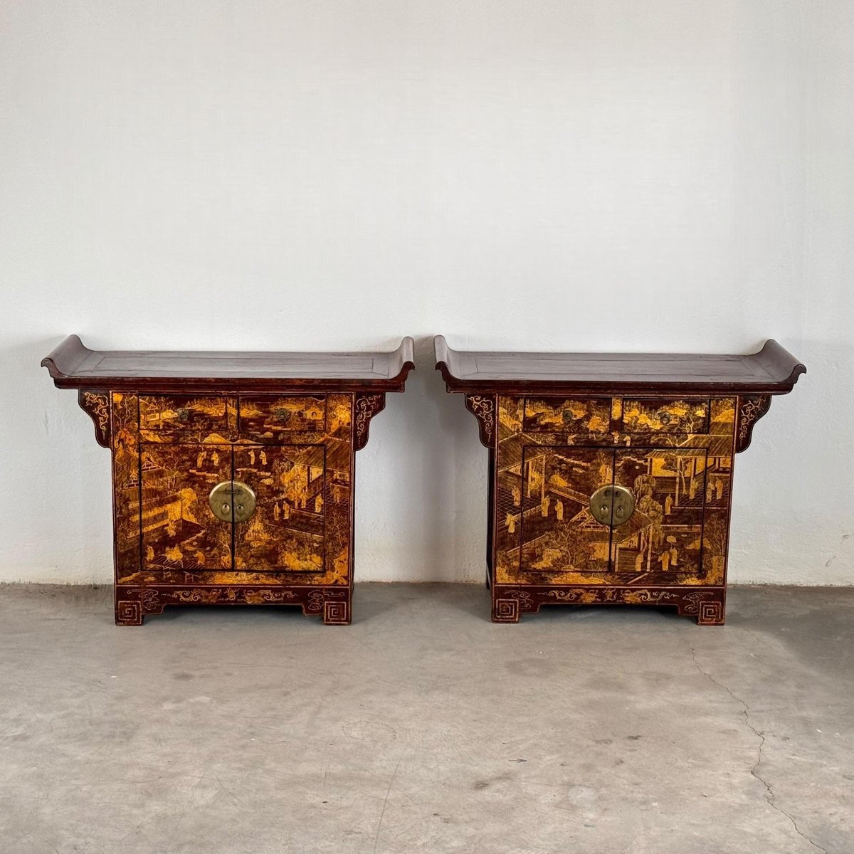 Qing Dynasty Lacquered Wood Sideboards, 1880s, Set of 2