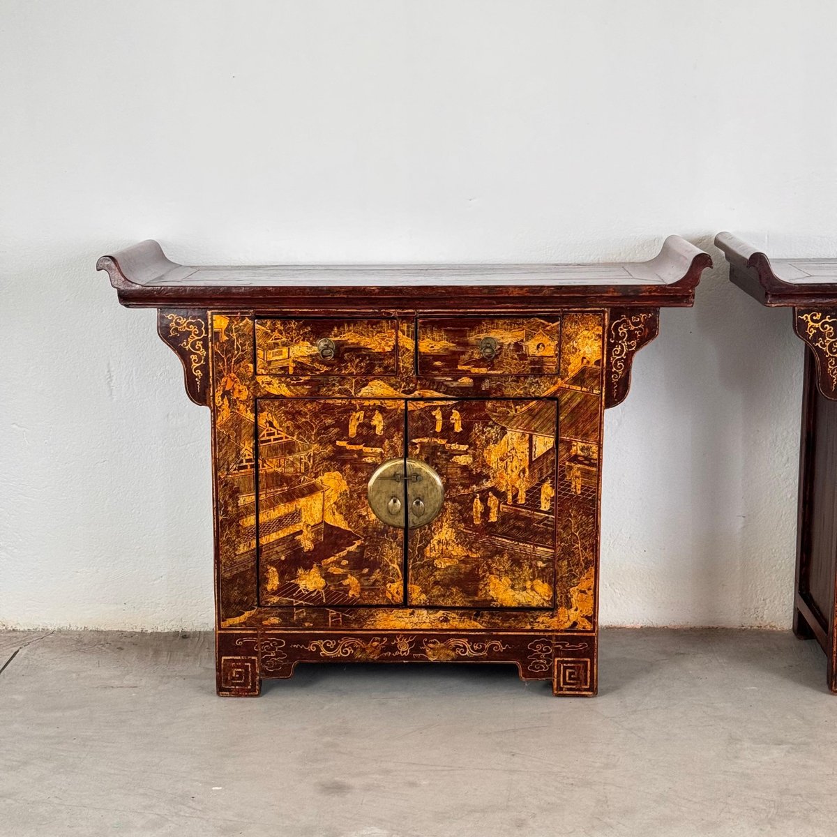 Qing Dynasty Lacquered Wood Sideboards, 1880s, Set of 2