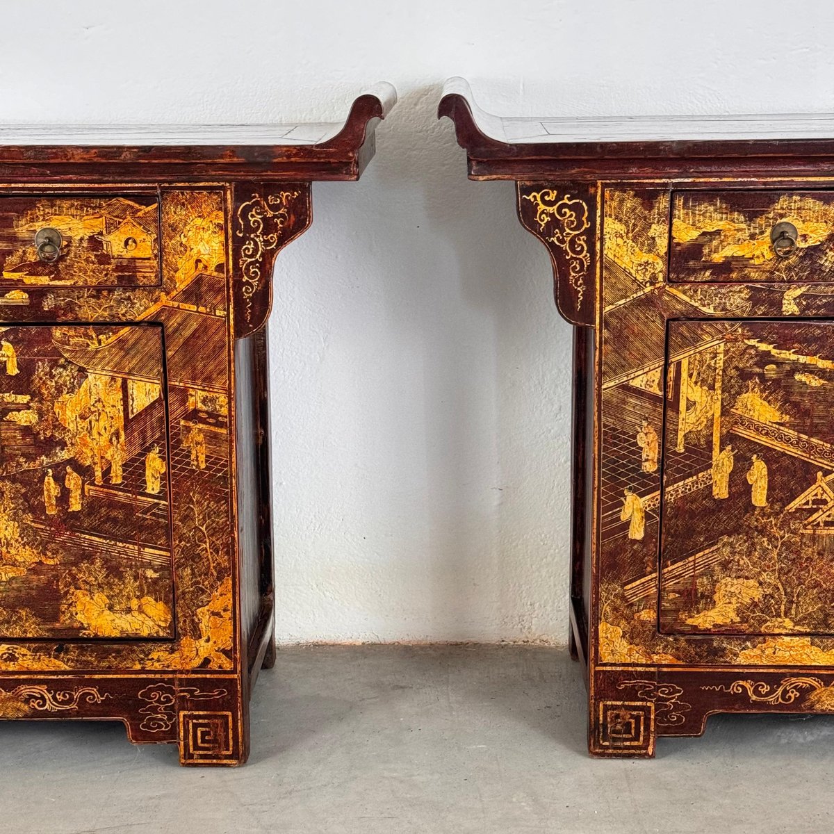 Qing Dynasty Lacquered Wood Sideboards, 1880s, Set of 2