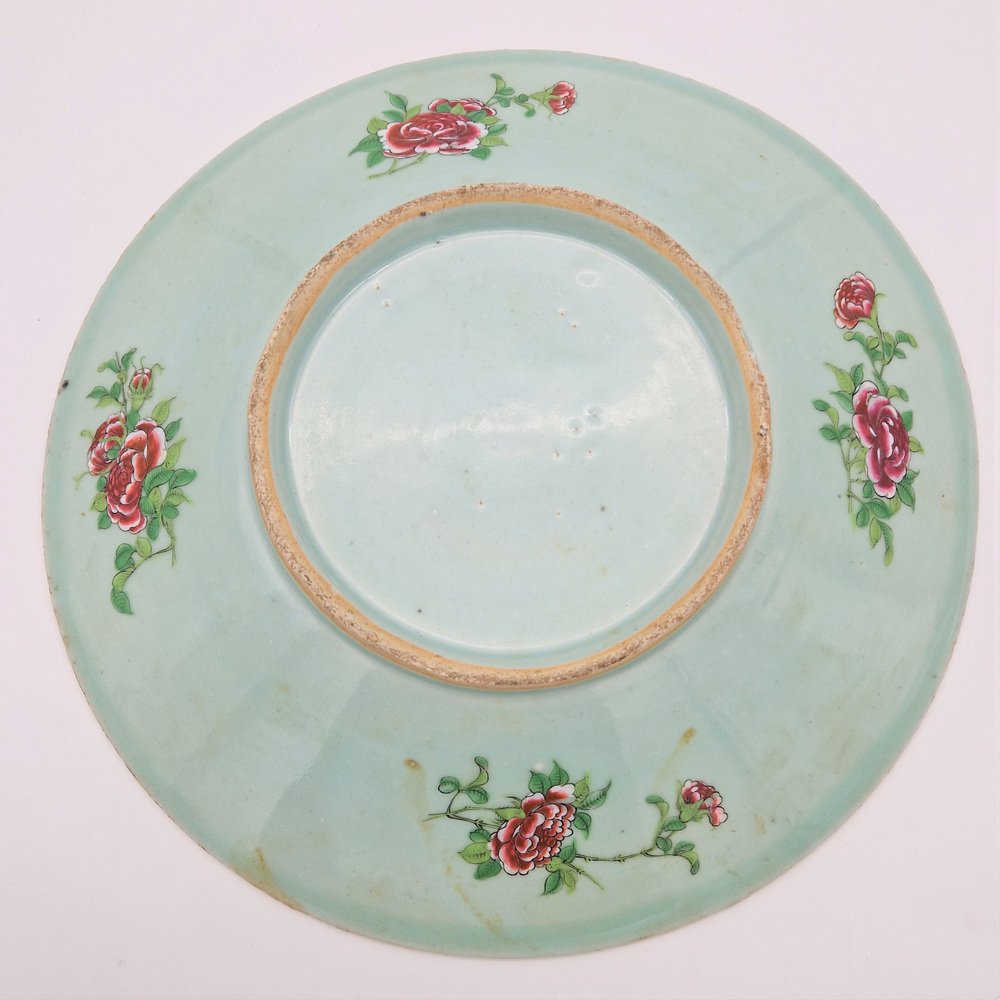 Qinq Dynasty Porcelain Plate with Seladon Glaze, China, 1850s