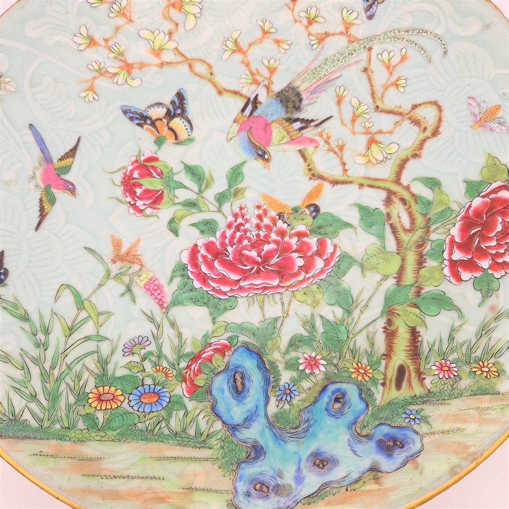 Qinq Dynasty Porcelain Plate with Seladon Glaze, China, 1850s