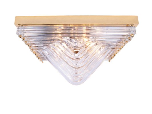 Quadriedri Curvati Murano Glass Flush Mount in the style of Venini, Italy, 1970s-DEK-2042656