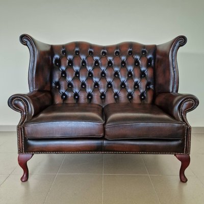 Queen Anne Dark Brown Chesterfield Living Room Set, Set of 3-ITF-1821968