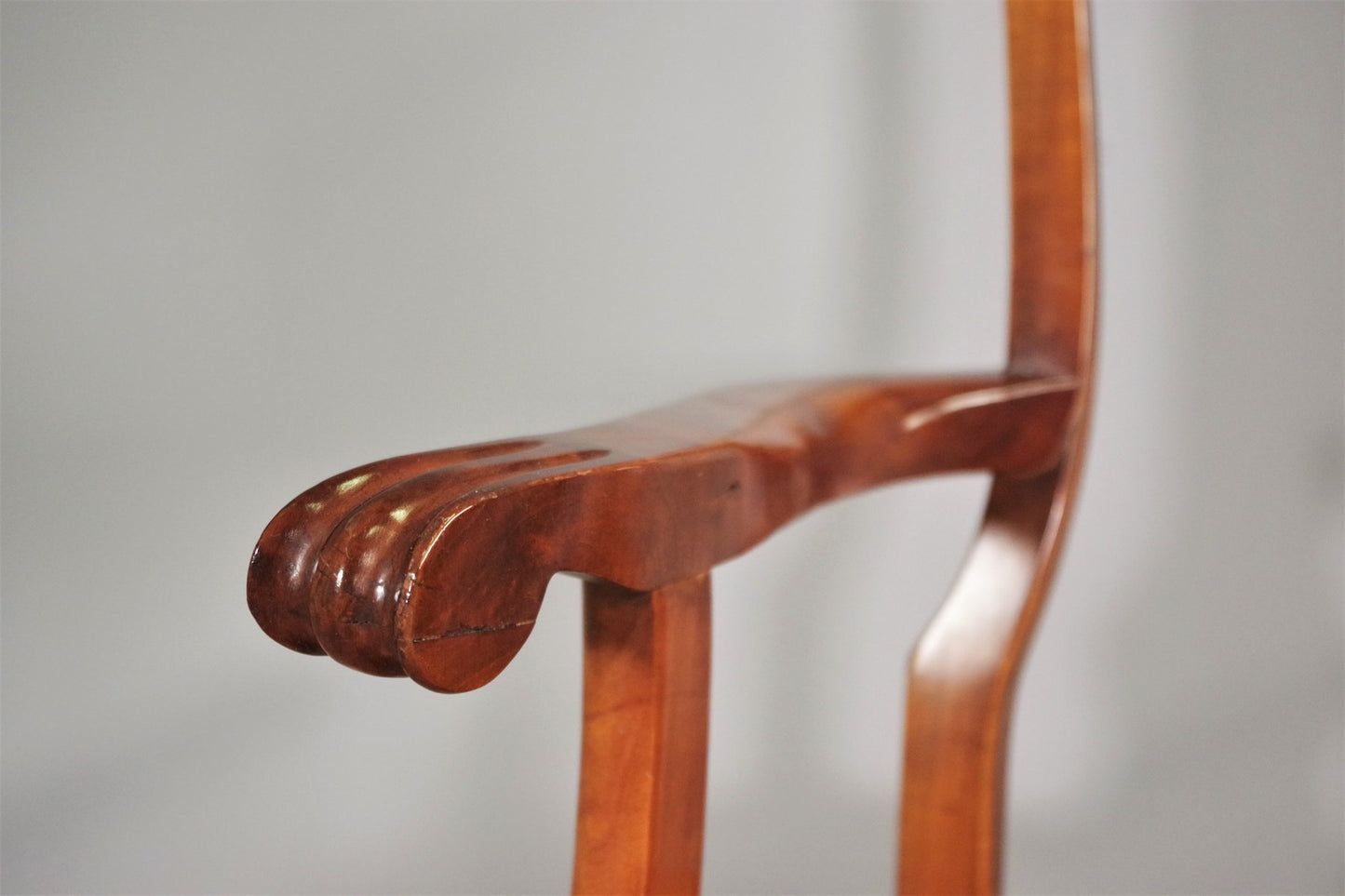 Queen Anne Style Mahogany & Leather Armchair, 1970s