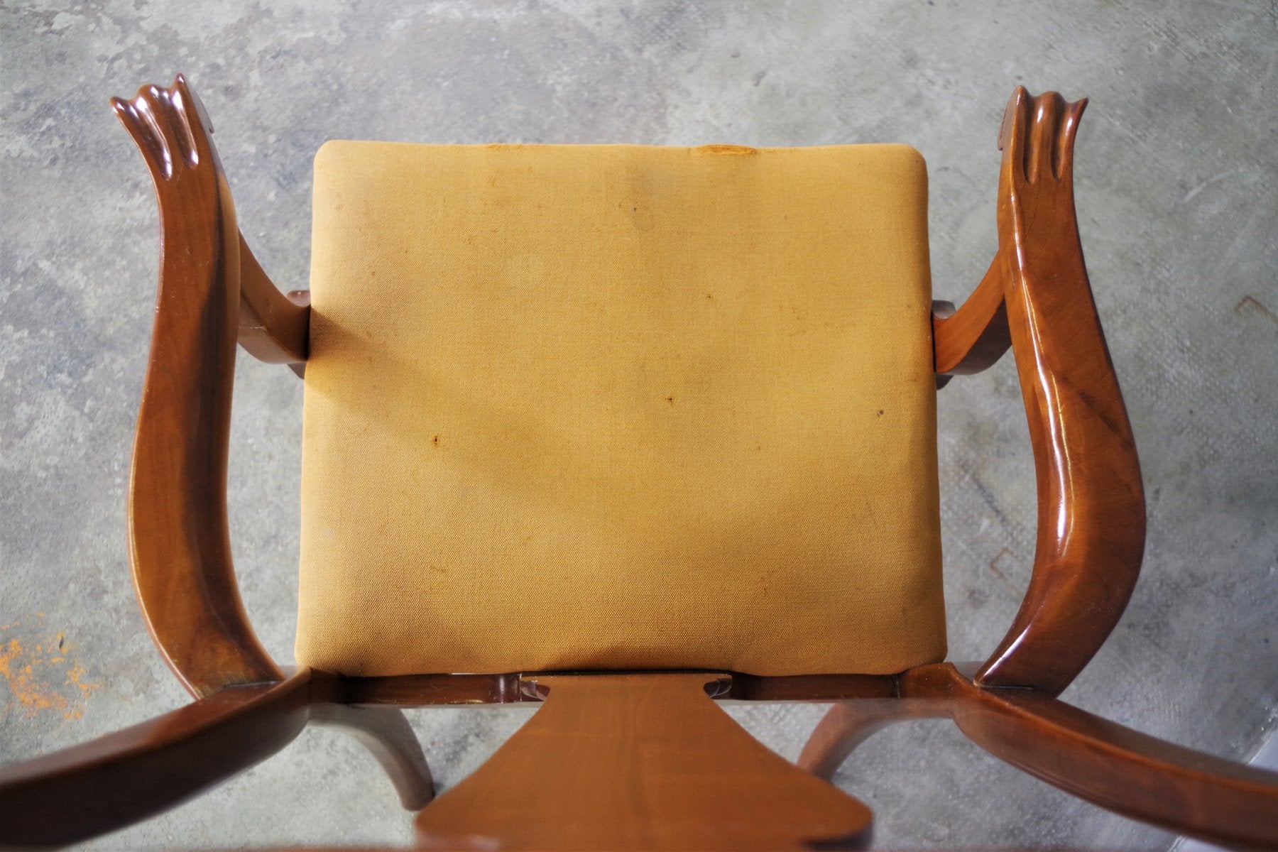 Queen Anne Style Mahogany & Leather Armchair, 1970s