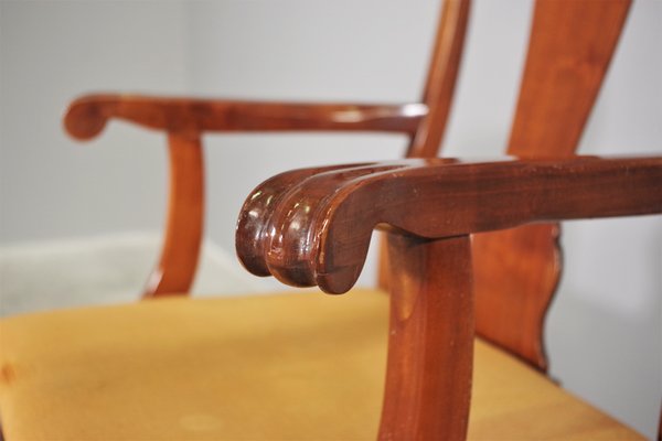 Queen Anne Style Mahogany & Leather Armchair, 1970s-KNM-1285466