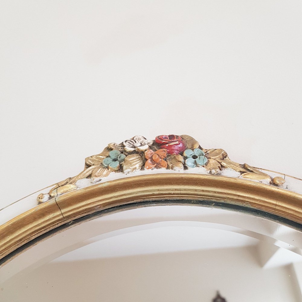 Queen Anne Style Oval Mirror with Bevelled Edges