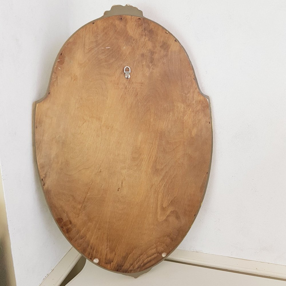 Queen Anne Style Oval Mirror with Bevelled Edges