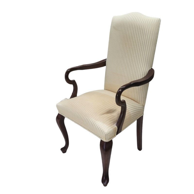 Queen Anne Upholstered Walnut Armchairs, Set of 2