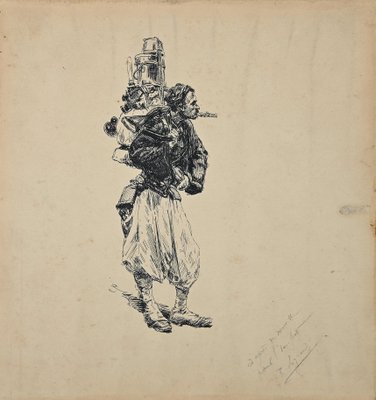 R. Legrand, Arab Soldier, Original Pen Drawing, 1880-ZCI-943916