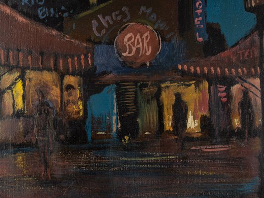 R. Marien, Pigalle in the Night, Oil on Wooden Plate, Framed-GPP-1125806